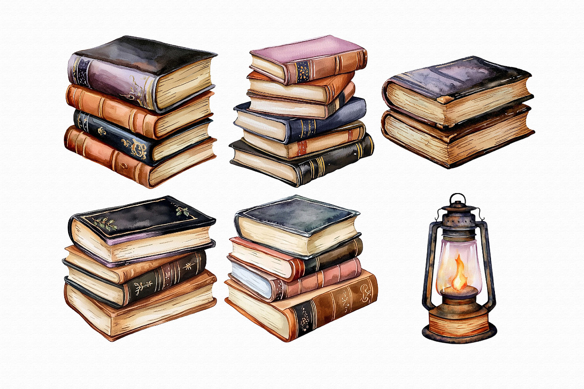 Watercolor Book Clipart, an Illustration by Libby Wishes (Photo 2 of 4)
