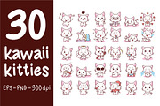 Kawaii Kitties Set, an Animal Illustration by Andres M Rodriguez (Thumbnail 2 of 2)