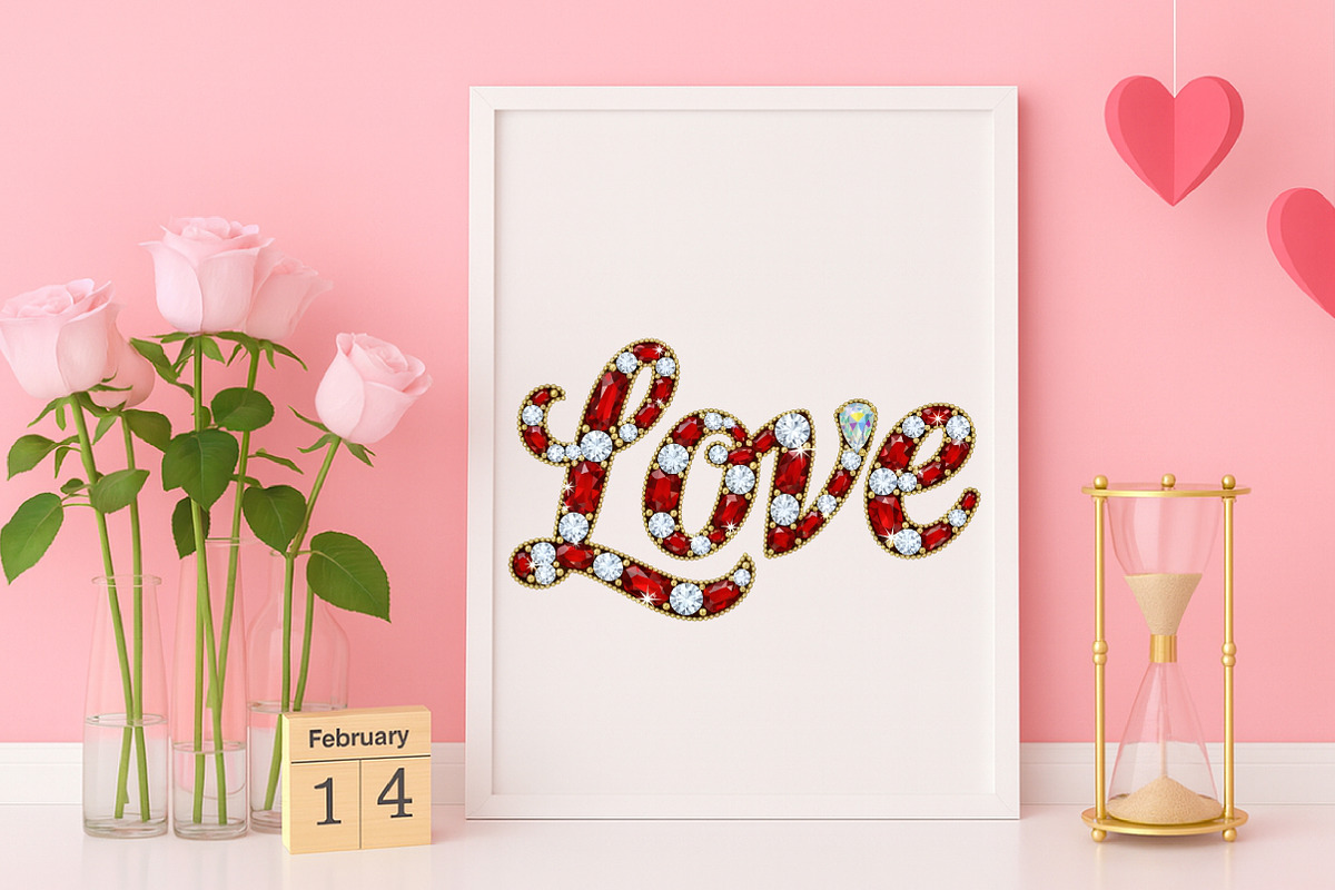 Glitter Diamond Valentine Love Png, an Illustration by Canvas Craft (Photo 3 of 6)