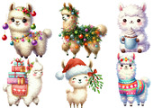 Funny Christmas Llama clipart, an Illustration by Designworld (Thumbnail 2 of 4)