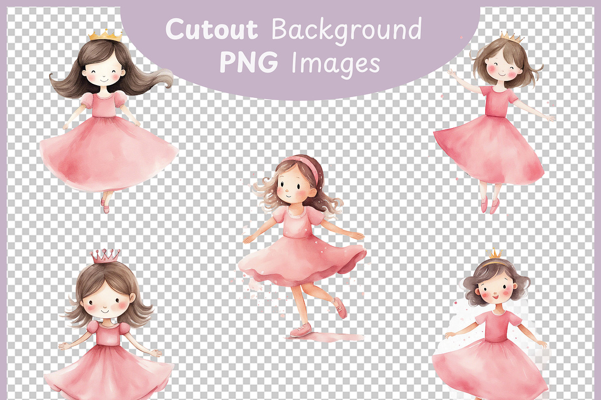 Little Pink Princess Watercolor Art, a Decorative Illustration by Digital Dreamscaping (Photo 3 of 9)