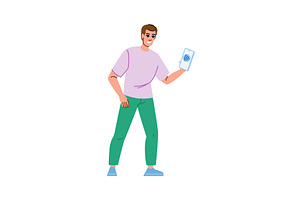 Smiling man using contactless, a Technology Illustration by pikepicture