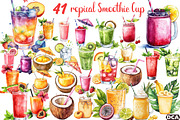 Summer Tropical Smoothie Cup Clipart, an Illustration by DreamCafeArt (Thumbnail 1 of 3)