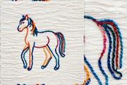 Colorful Thread Horse Embroidery Art, an Animal Illustration by yahu88studio (Thumbnail 4 of 7)