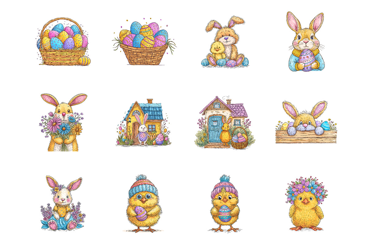 Green cute easter clipart, an Illustration by SinaCreation (Photo 2 of 11)