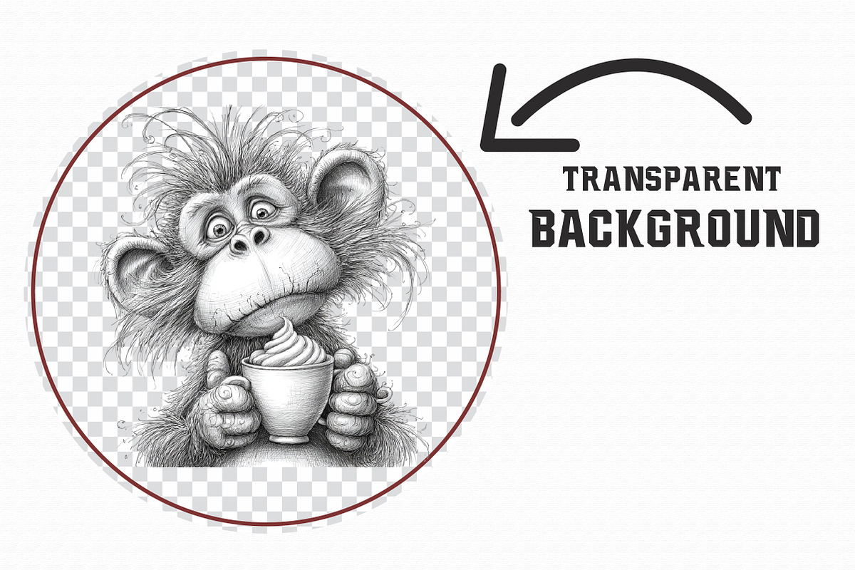Christmas Monkey Sketch Art Clipart, an Illustration by Libby Wishes (Photo 7 of 7)
