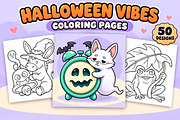 Halloween Vibes Coloring Pages #1, a Seasonal Illustration by Inkivelle Studio (Thumbnail 1 of 3)