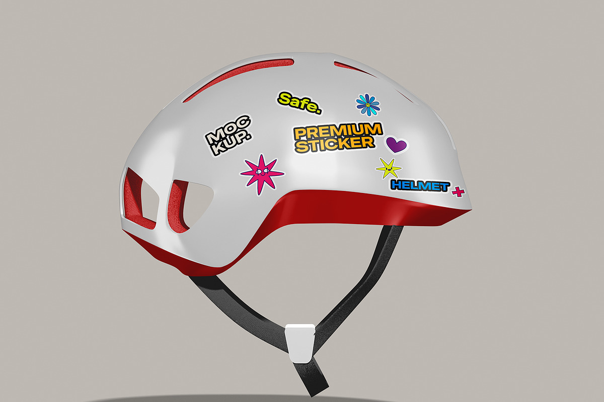 Sticker on Helmet, a Household Mockup by Unerispace (Photo 4 of 5)