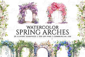 Watercolor Spring Arches Clipart