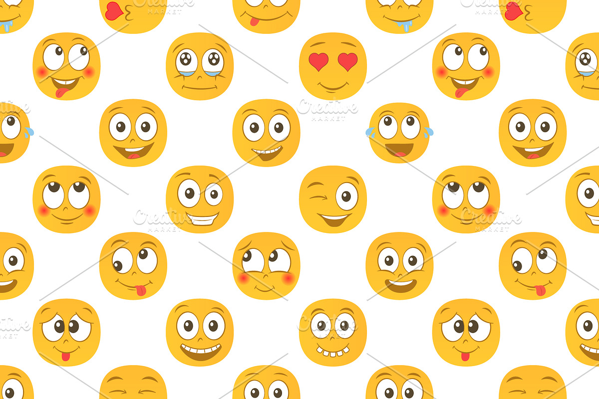Cartoon emoji seamless pattern, a Decorative Illustration by Yayasya (Photo 1 of 2)