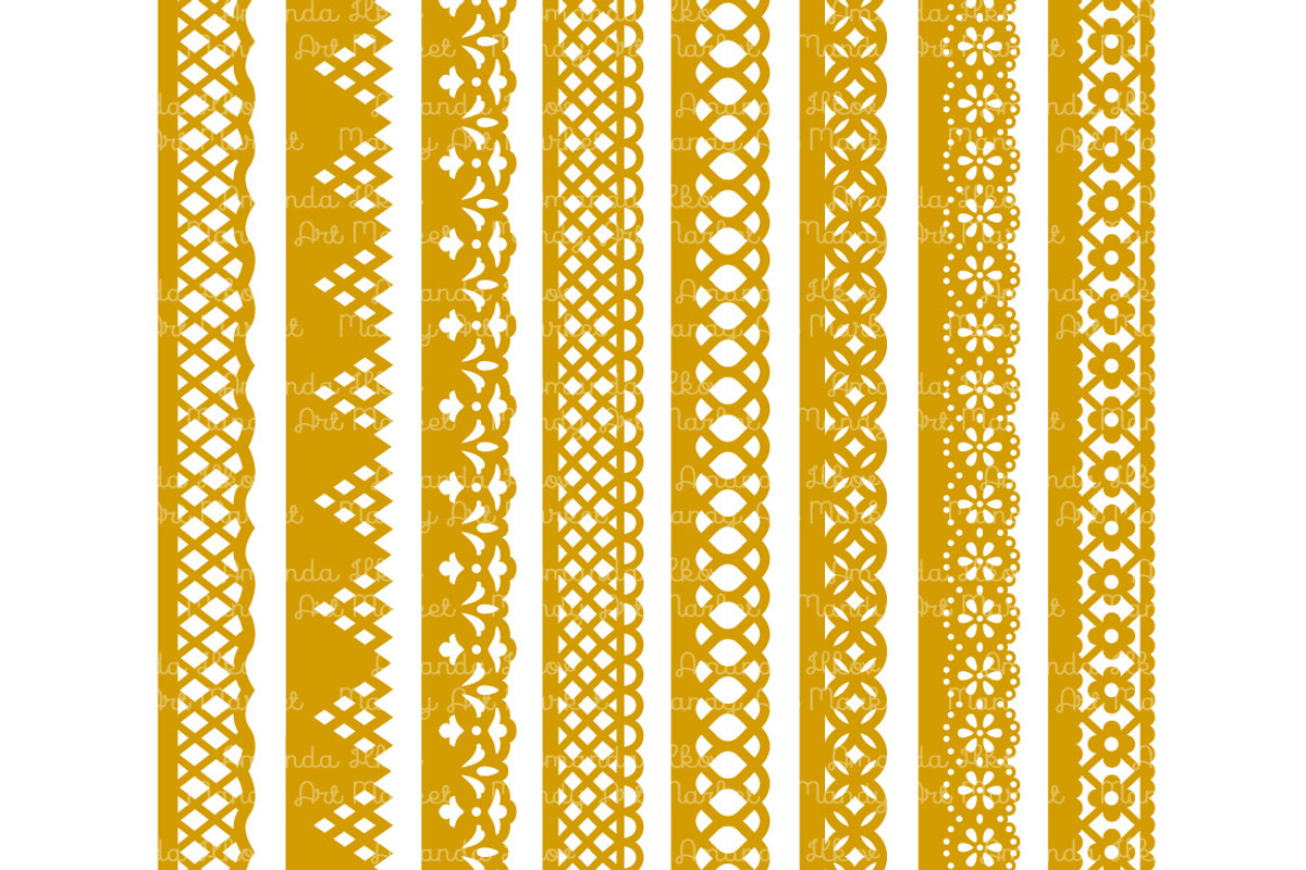 Mustard Lace Vector Clipart Borders, an Illustration by Amanda Ilkov (Photo 4 of 5)