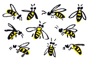 Hand drawn bees, an Animal Illustration by Nenilkime (Thumbnail 1 of 5)