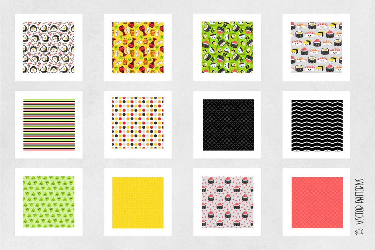 KAWAII SUSHI Pattern collection, a Pattern Graphic by PrettyPatterns (Photo 5 of 5)