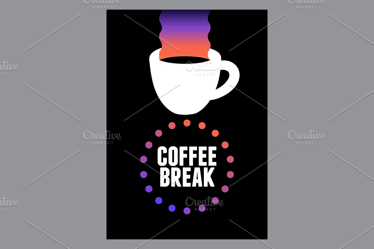 Coffee Break retro vector poster set, a Food Illustration by PoPaShop (Photo 5 of 9)