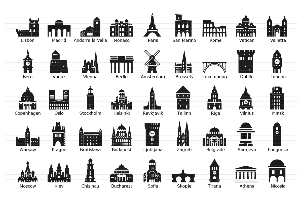European Capitals – Landmark Icons, an Outline Icon by Jozsef Balazs-Hegedus (Photo 4 of 7)