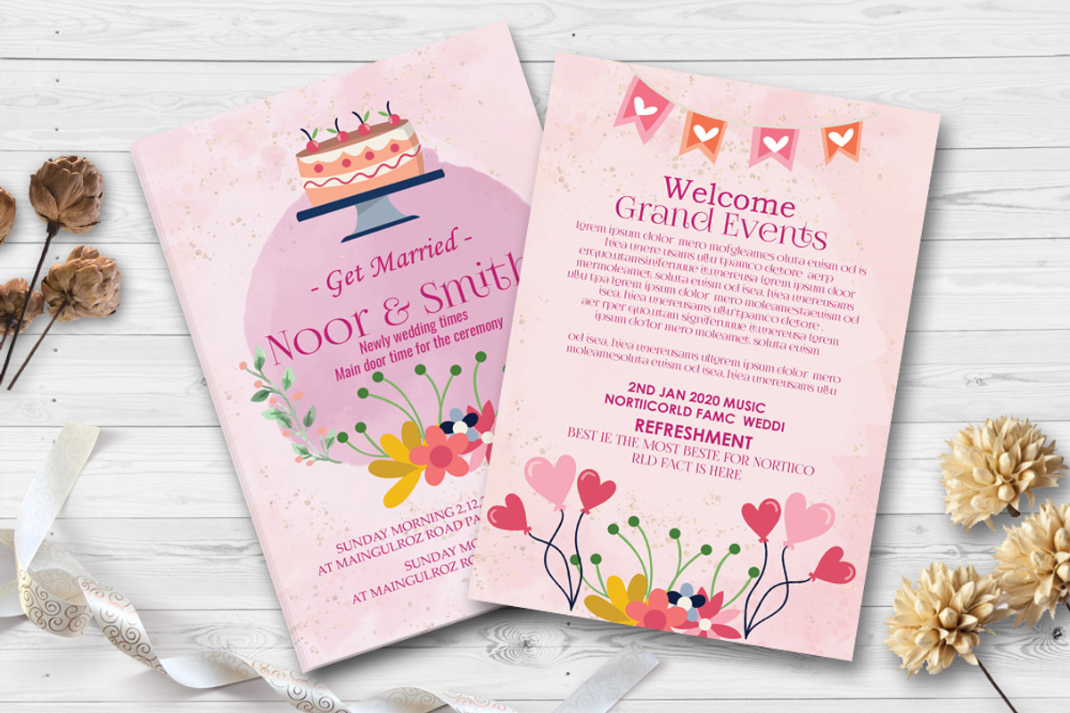 Double Sided Wedding Invitation Card, a Flyer Template by Business Flyers (Photo 1 of 2)