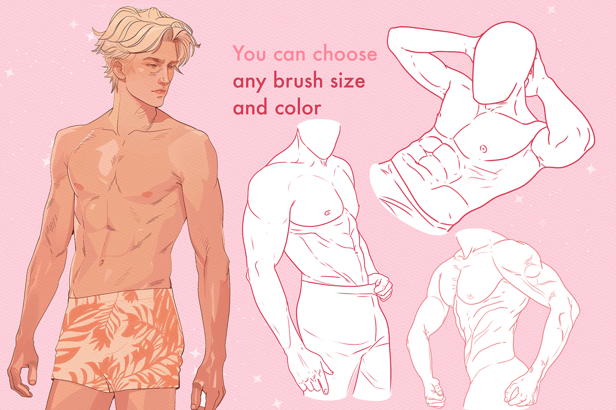 Male torso Procreate Photoshop brush, a Brush Add-On by AppleinaJuice (Photo 4 of 8)
