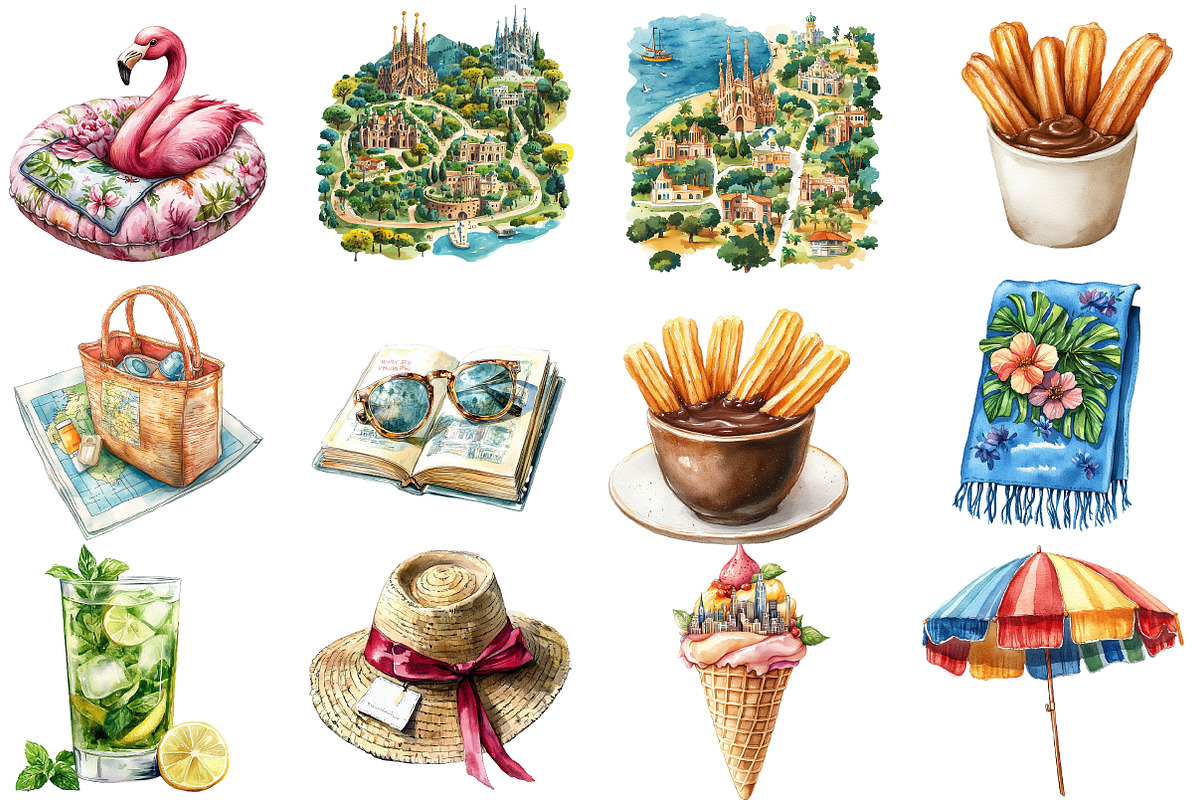 Summer Watercolor  Clipart, an Illustration by Designworld (Photo 3 of 5)
