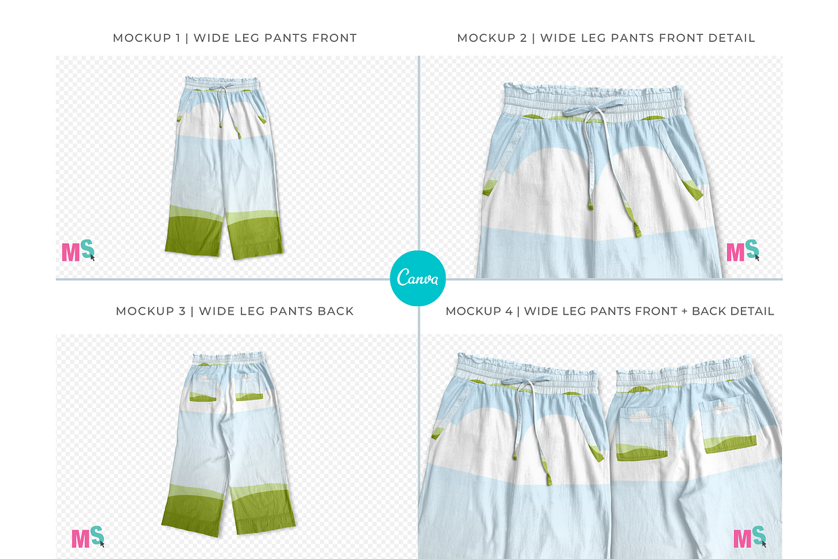 Wide Leg Cotton Pants Canva Mockup, a Bottom Mockup by Mockup Scene (Photo 4 of 16)