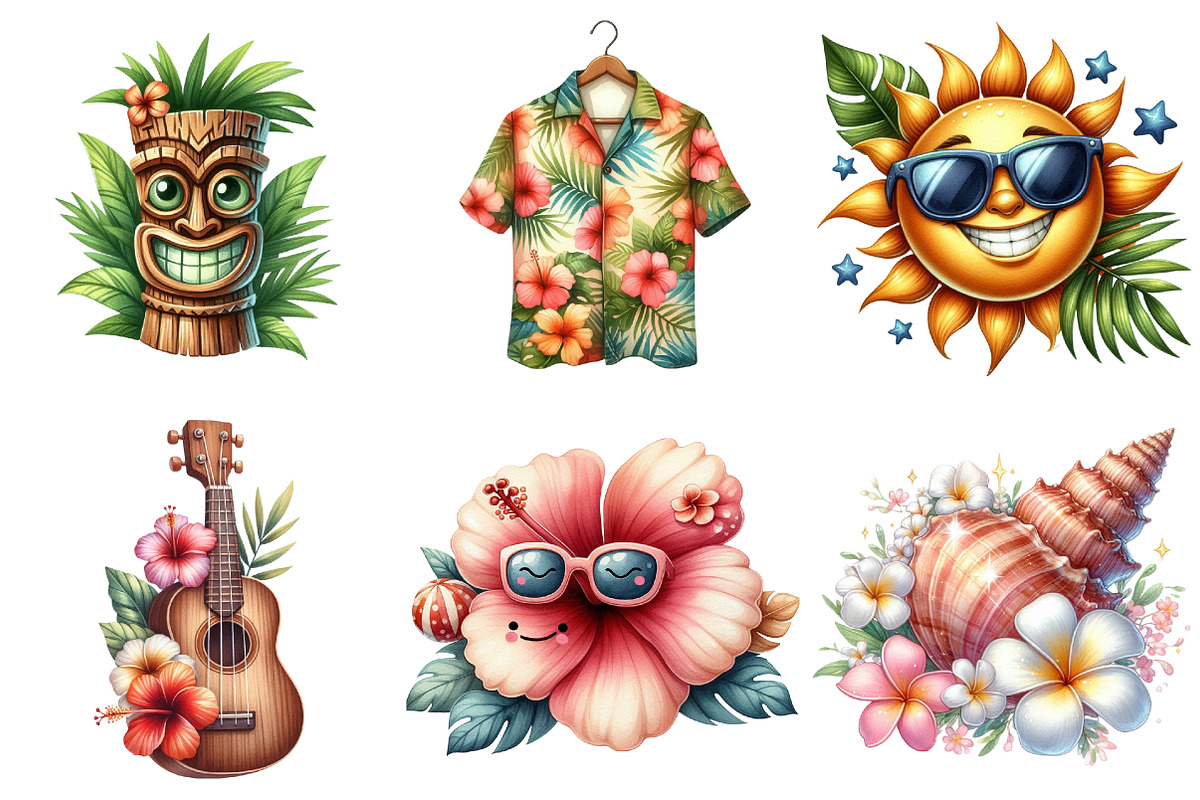 Cute Hawaii Summer Beach Sublimation, an Illustration by Watercolor design (Photo 2 of 4)