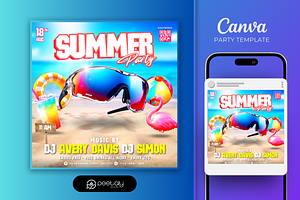 Blue Summer Flyer Canva Template, a Flyer Template by PeetalyStudioDesigns