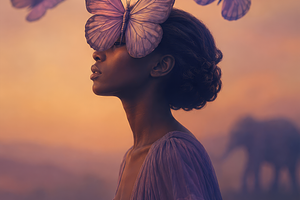 Surreal Woman Butterfly Portrait, an Abstract Photo by Hamza067