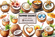Summer Coconut Clipart Bundle, an Illustration by Pixels.Craft (Thumbnail 1 of 7)