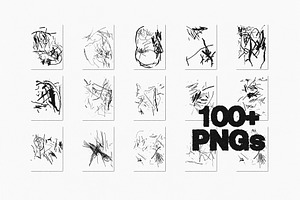 ROUGH SCRIBBLES 100 PNGs Pack