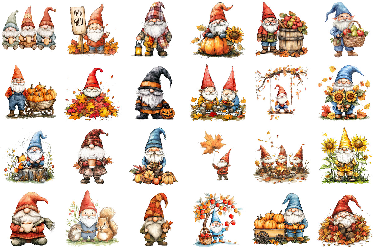 Fall Autumn Gnomes, Gnome Clipart, an Illustration by Sublimation Artist (Photo 2 of 6)
