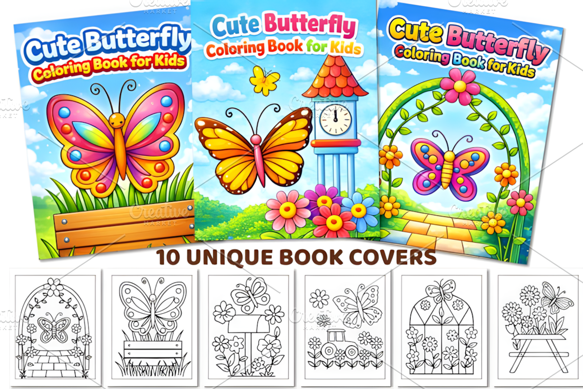 Cute Butterfly Coloring Book, a Decorative Illustration by Coco Bloom (Photo 2 of 3)