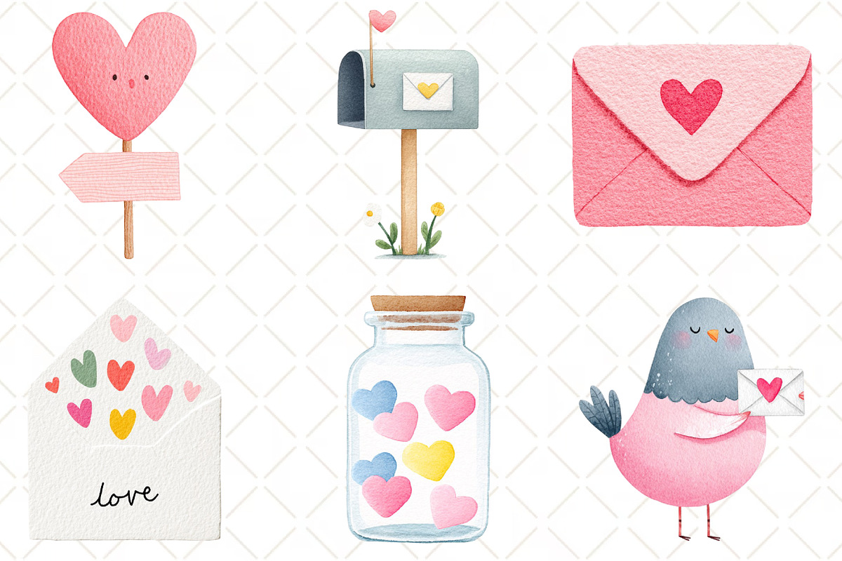 Valentines Mail Clipart Valentines, an Illustration by Black Bird Studio (Photo 2 of 6)