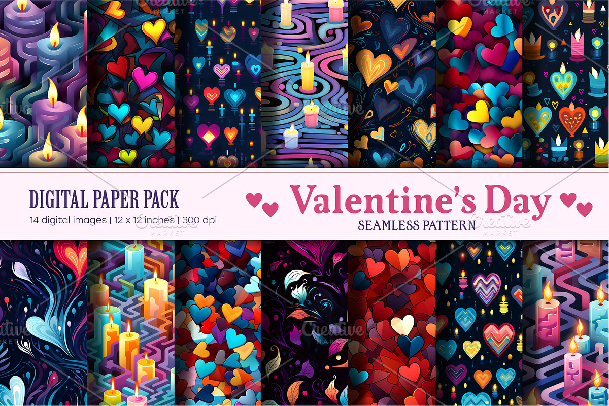Seamless patterns for Valentines Day, a Texture Illustration by KENO Mascots (Photo 1 of 8)