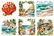 Watercolor Summer Beach Clipart, an Illustration by Black Bird Studio (Thumbnail 5 of 5)