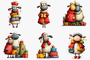 Funny Christmas Sheep Clipart, an Illustration by CreationArt (Thumbnail 5 of 6)