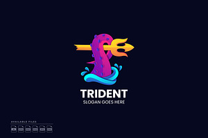Kraken Trident Gradient Colorful Log, a Branding & Logo Template by Zeer Graphic