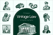 Vintage Law Icons Set, an Object Illustration by Prosymbols (Thumbnail 1 of 8)