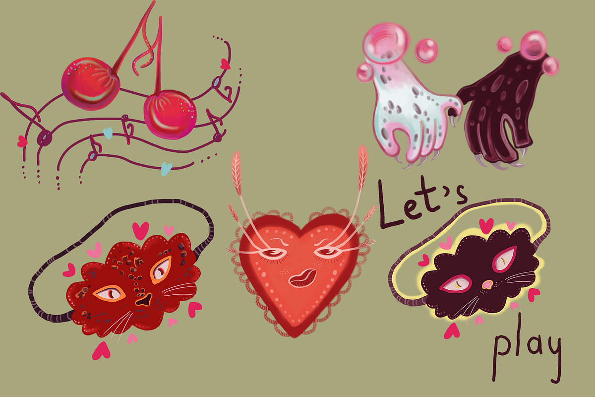 Flirty Valentine Clipart PNG Set, a Decorative Illustration by FaliushViktoriaArtist (Photo 7 of 8)