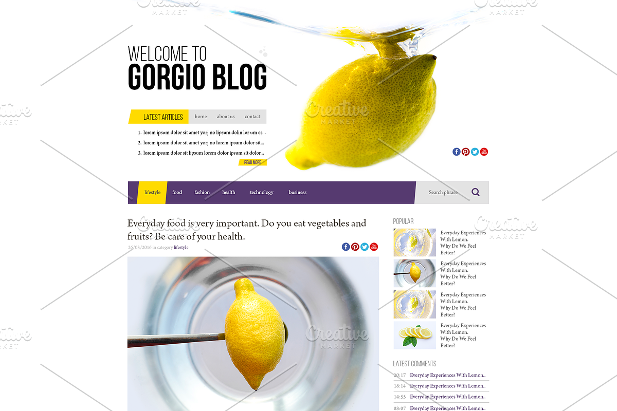 Lemon retina PSD blog template, a Websites & App Template by Knofe (Photo 2 of 2)