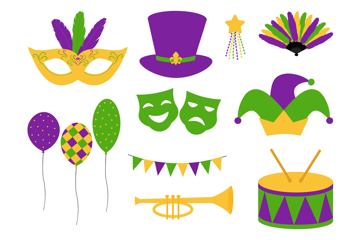 Mardi Gras clipart. Mardi Gras SVG, a Seasonal Illustration by IrinaShishkova (Photo 3 of 6)