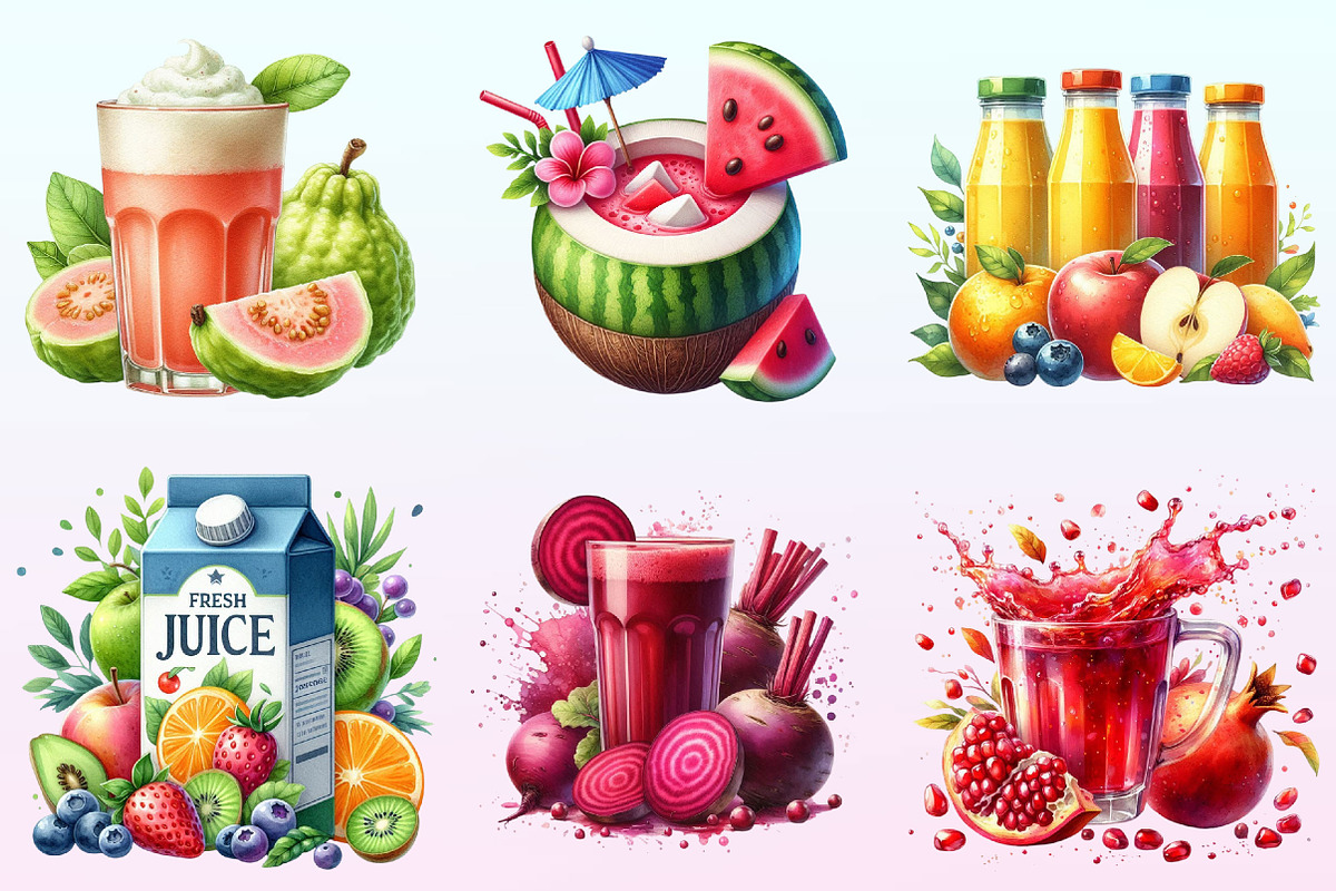 Juice Watercolor Clipart, a Graphic by CitraGraphics (Photo 2 of 4)