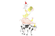 Farm Party Barnyard Animals Clipart, an Animal Illustration by Magic Story Studio (Thumbnail 5 of 5)