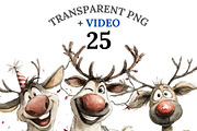 25 Reindeer Clipart Set, an Animal Illustration by Pati Charm Studio (Thumbnail 1 of 8)