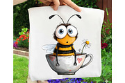 Quirky Funny Bee Clipart, an Illustration by OK Design (Thumbnail 5 of 6)