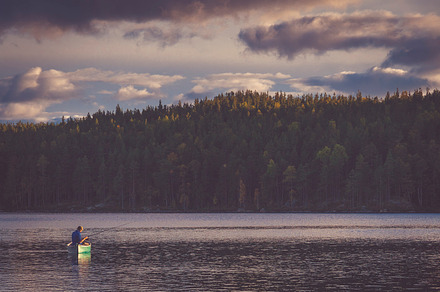 Fisherman On Lake Before Dusk preview 5
