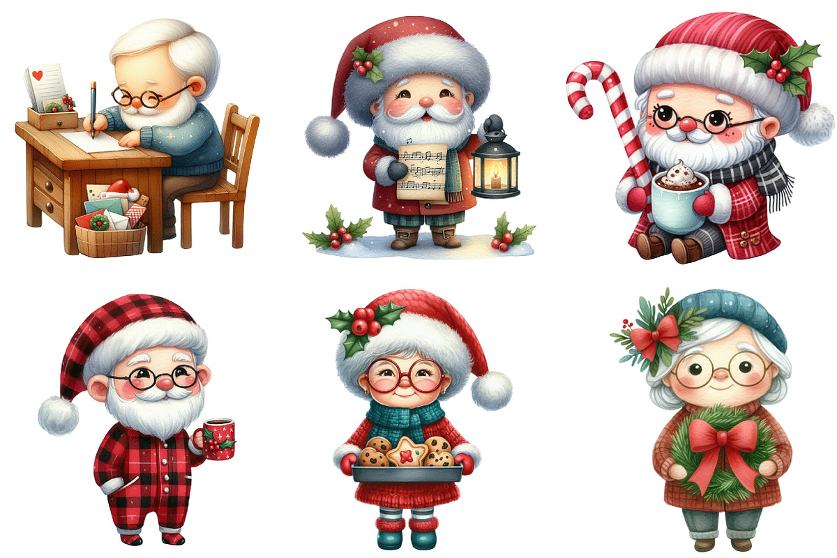 Christmas Elderly Clipart Set, an Illustration by Daily.Designs (Photo 4 of 5)