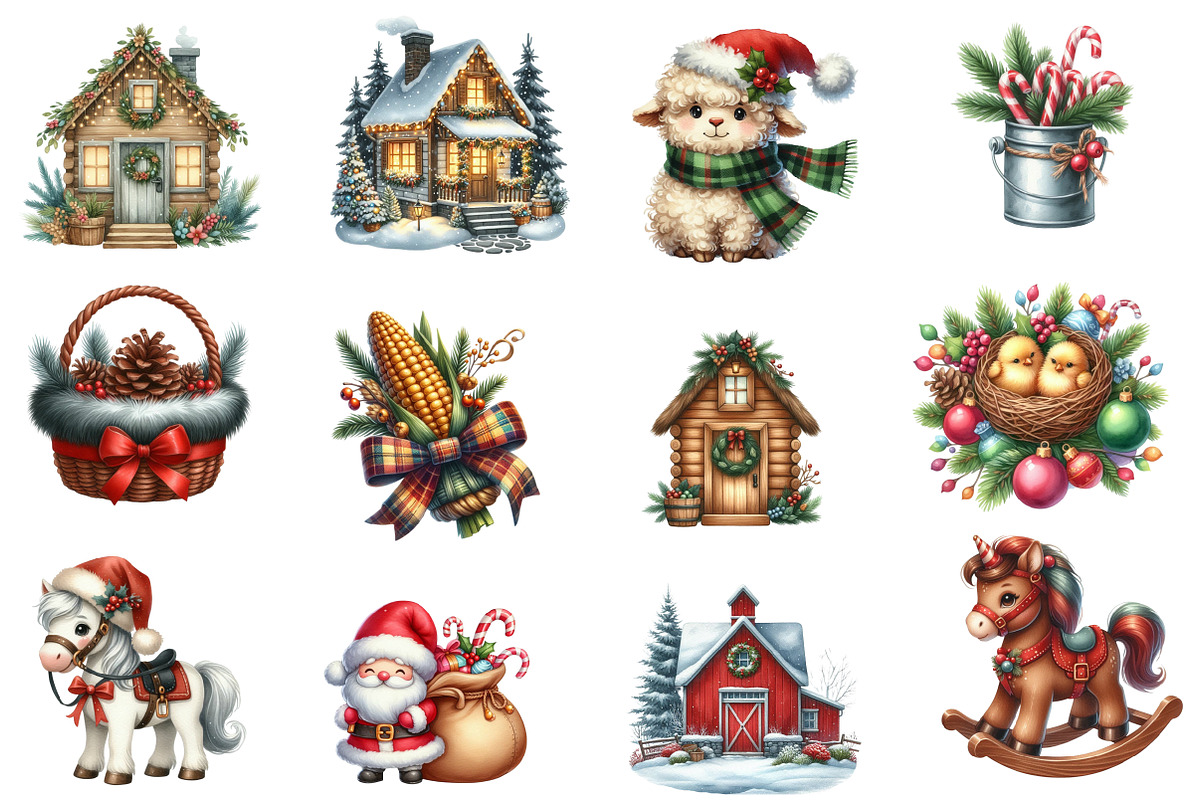 Christmas Farm Sublimation Clipart, an Illustration by Designworld (Photo 3 of 6)
