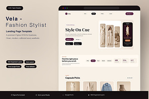 Fashion Stylist Landing Page, an UI Kit Template by Pitchlook.Studio