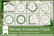 8 Wreath Christmas Cards Canva, a Card Template by 3Motional (Thumbnail 1 of 11)