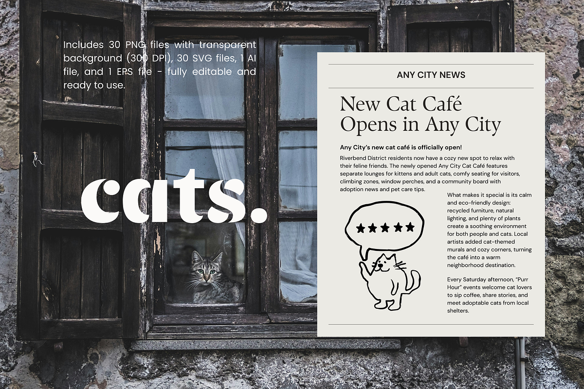 CATS: Naive Vector Cat Illustrations, an Animal Illustration by Veyla (Photo 5 of 11)