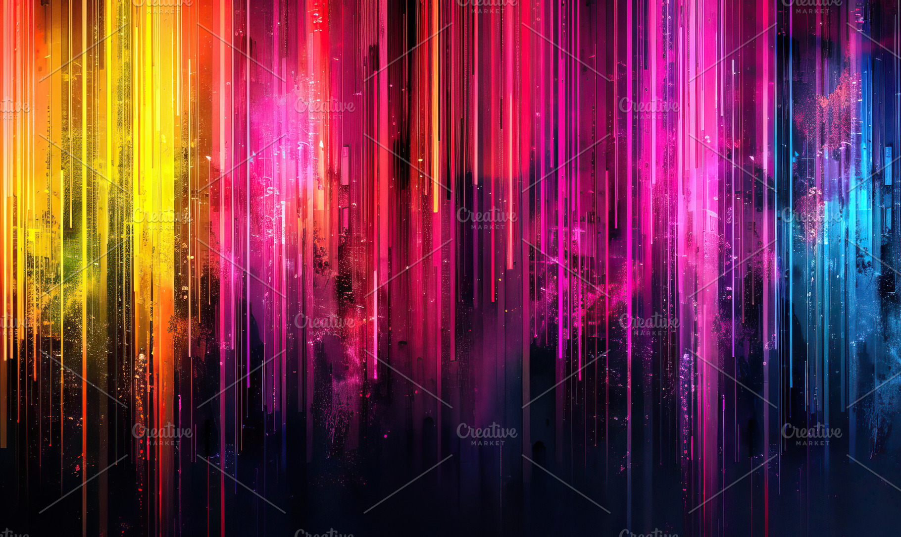 Colorful neon zigzag lines on a text, a Photo by LOGOCREATIVE